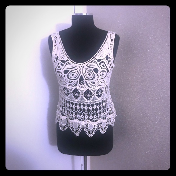 Tops - Cream crocheted top. Size Small.